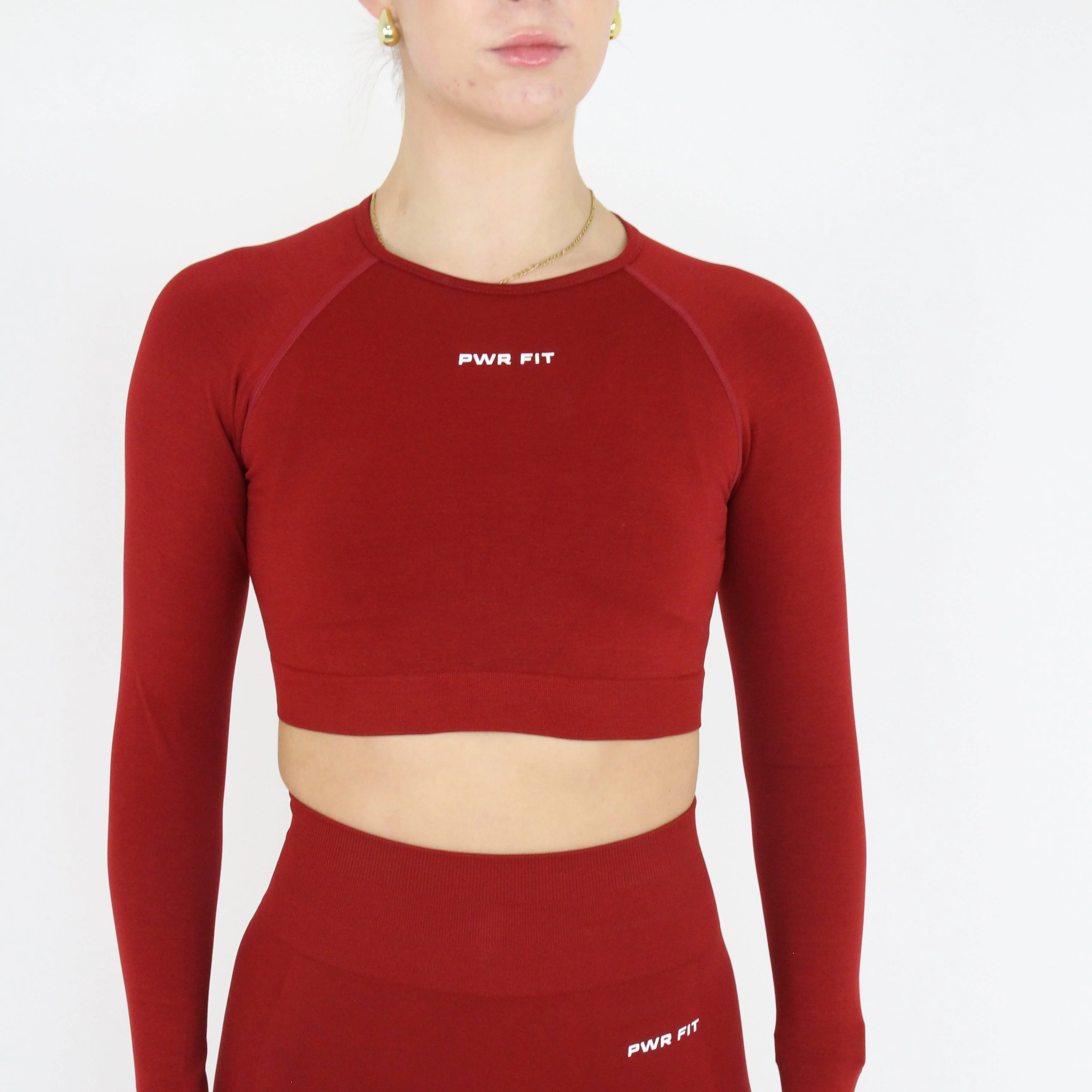 Amplify Long Sleeve Crop Top (Scarlett Red) - Image 3