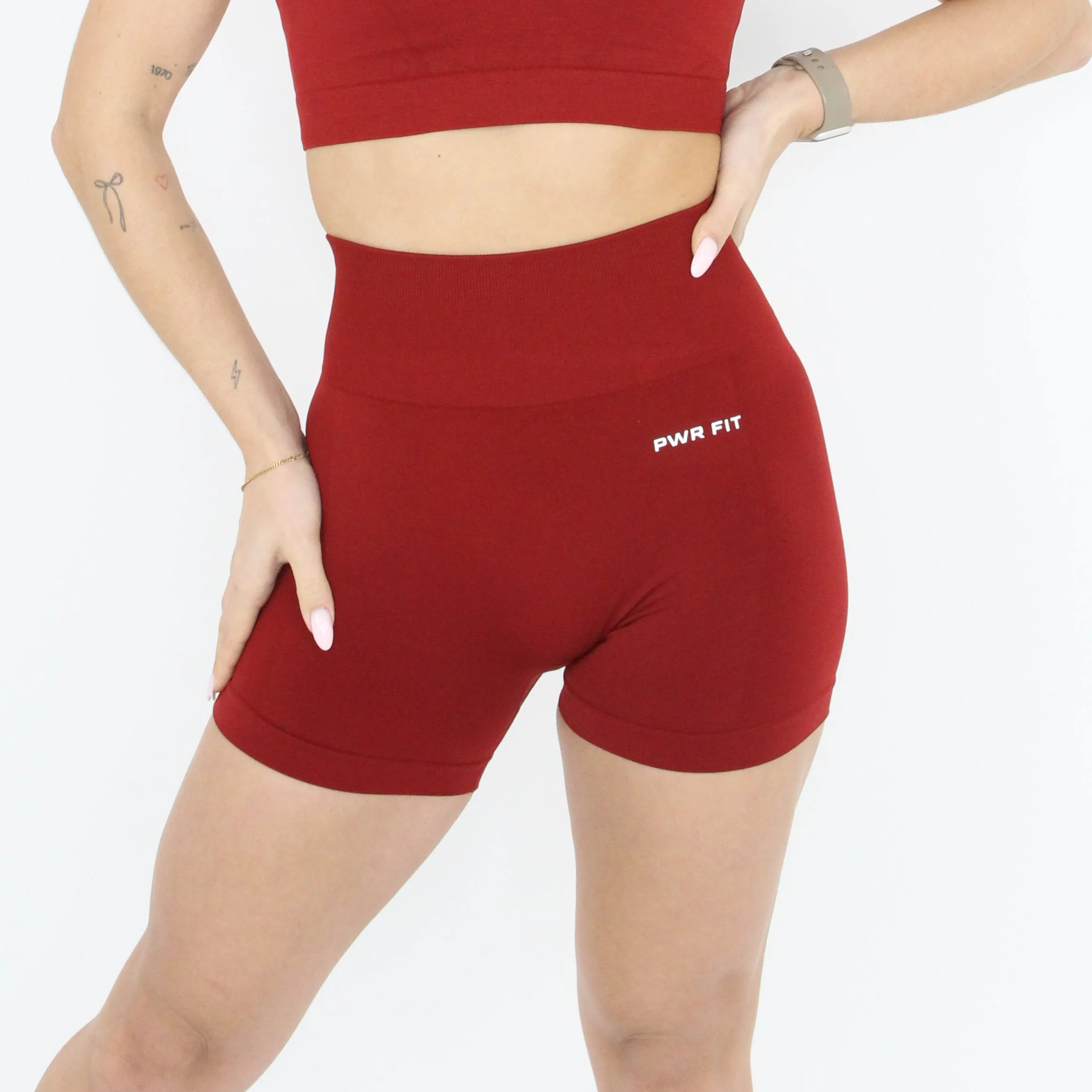 Amplify High Waisted Shorts (Scarlett Red) - Image 3